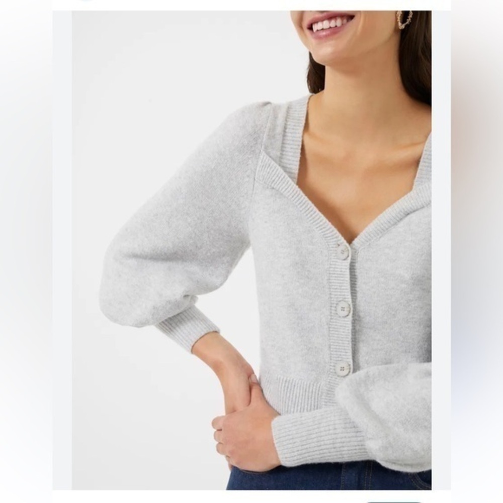 French Connection Libby Vhari Cardigan Button Front Cardigan in Eggplant